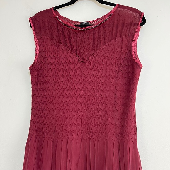 Komarov Beaded Illusion Neck Sleeveless Asymmetrical Tiered Dress - Picture 4 of 8